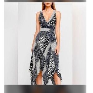 Express Black and White Asymmetrical Dress